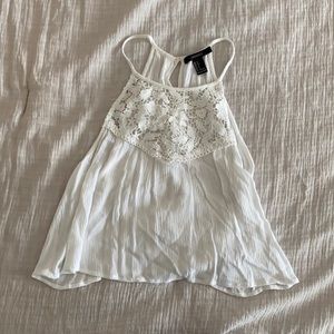 White floral lace crop top